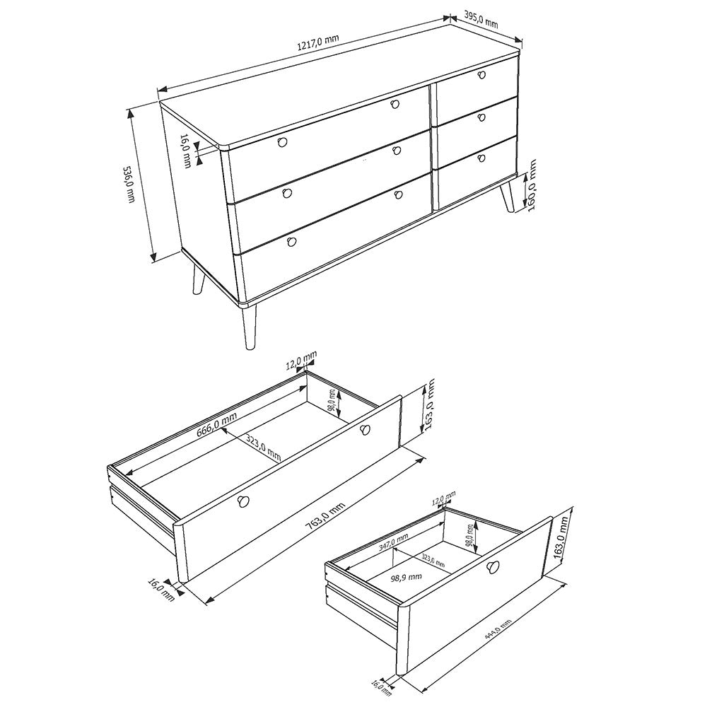 Wooden Chest Of 6 Drawers With Plastic Legs - Augusta