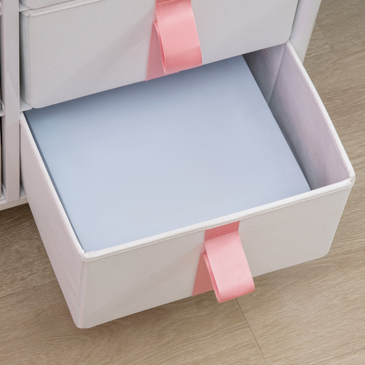 Wooden Chest Of 6 Fabric Drawers 68cm Wide With Steel Frame - Velmora
