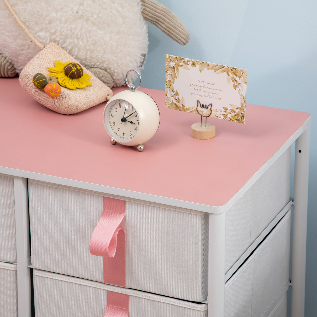 Wooden Chest Of 6 Fabric Drawers 68cm Wide With Steel Frame - Velmora