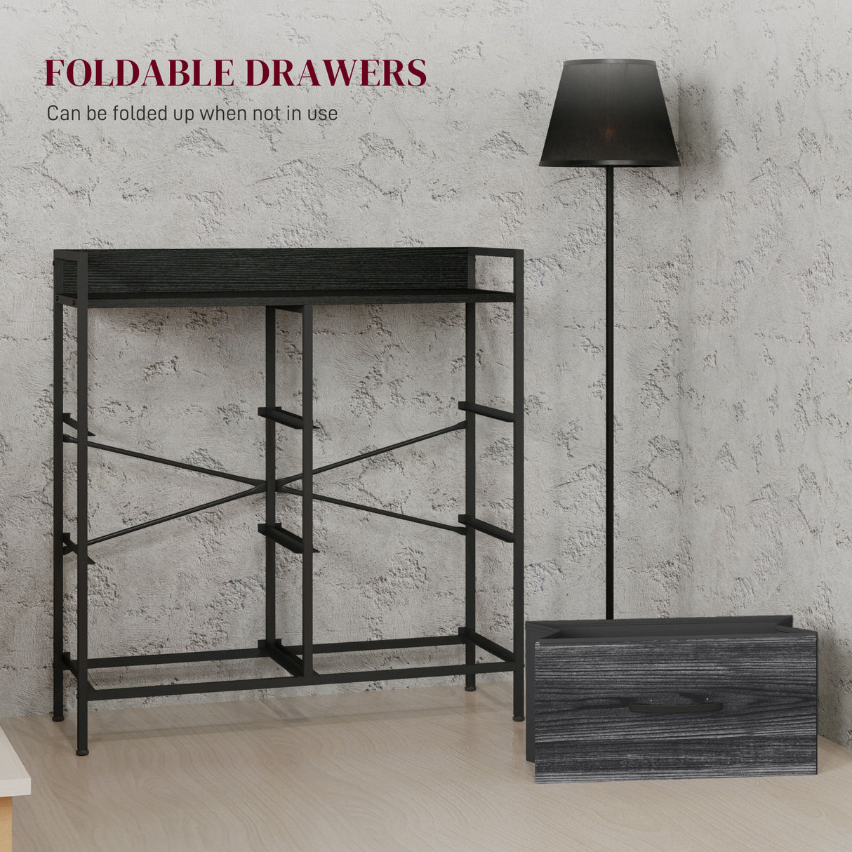 Wooden Chest Of 6 Fabric Drawers 79cm Wide With Steel Frame - Velmora