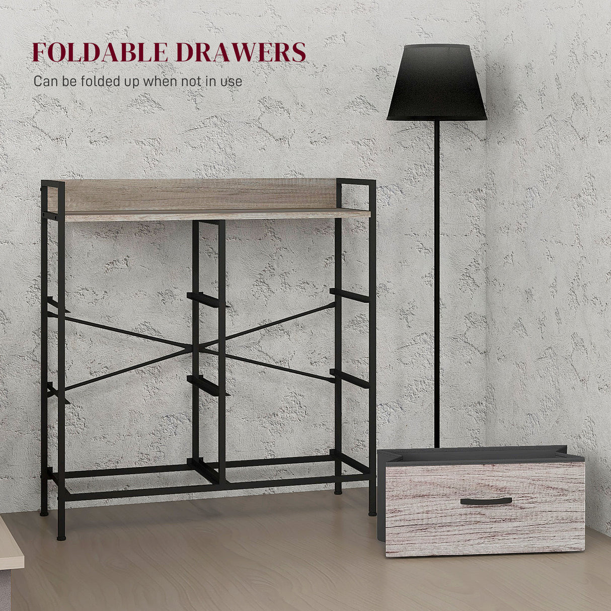 Wooden Chest Of 6 Fabric Drawers 79cm Wide With Steel Frame - Velmora