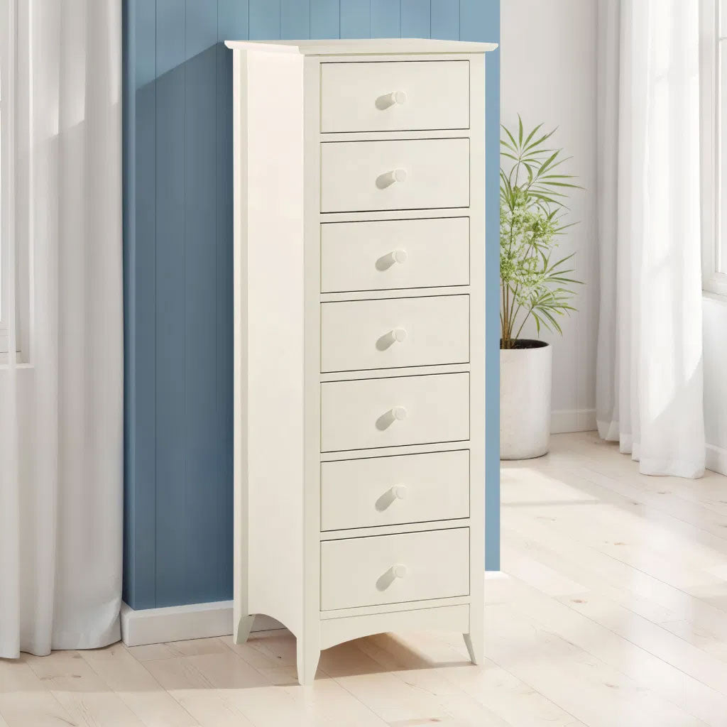 Wooden Chest Of 7 Drawers Narrow - Cameo