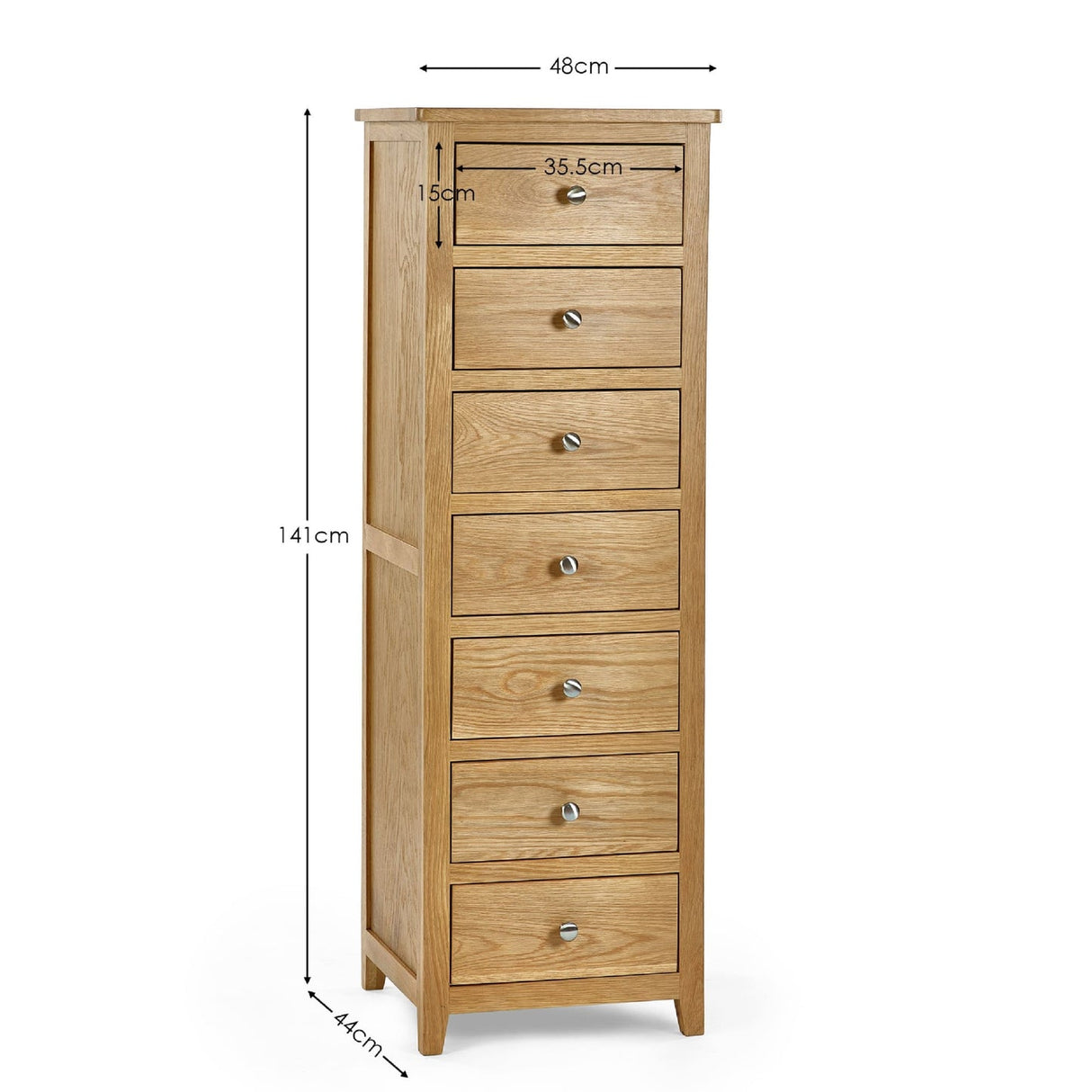 Wooden Chest Of 7 Drawers Narrow - Mallory
