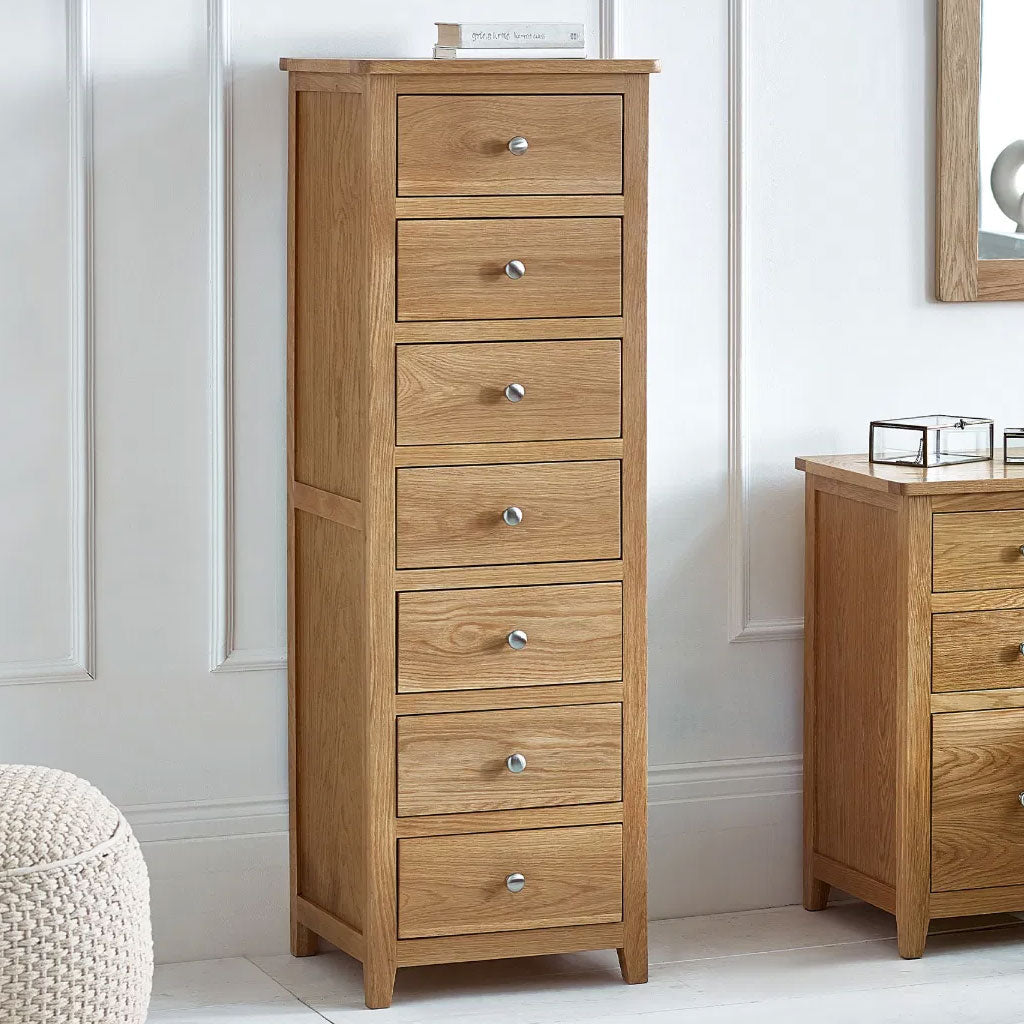 Wooden Chest Of 7 Drawers Narrow - Mallory