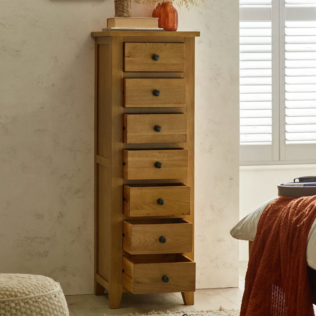 Wooden Chest Of 7 Drawers Narrow - Marlborough