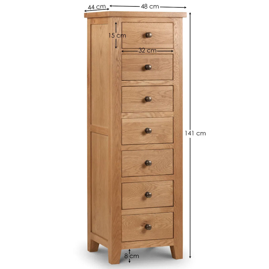 Wooden Chest Of 7 Drawers Narrow - Marlborough
