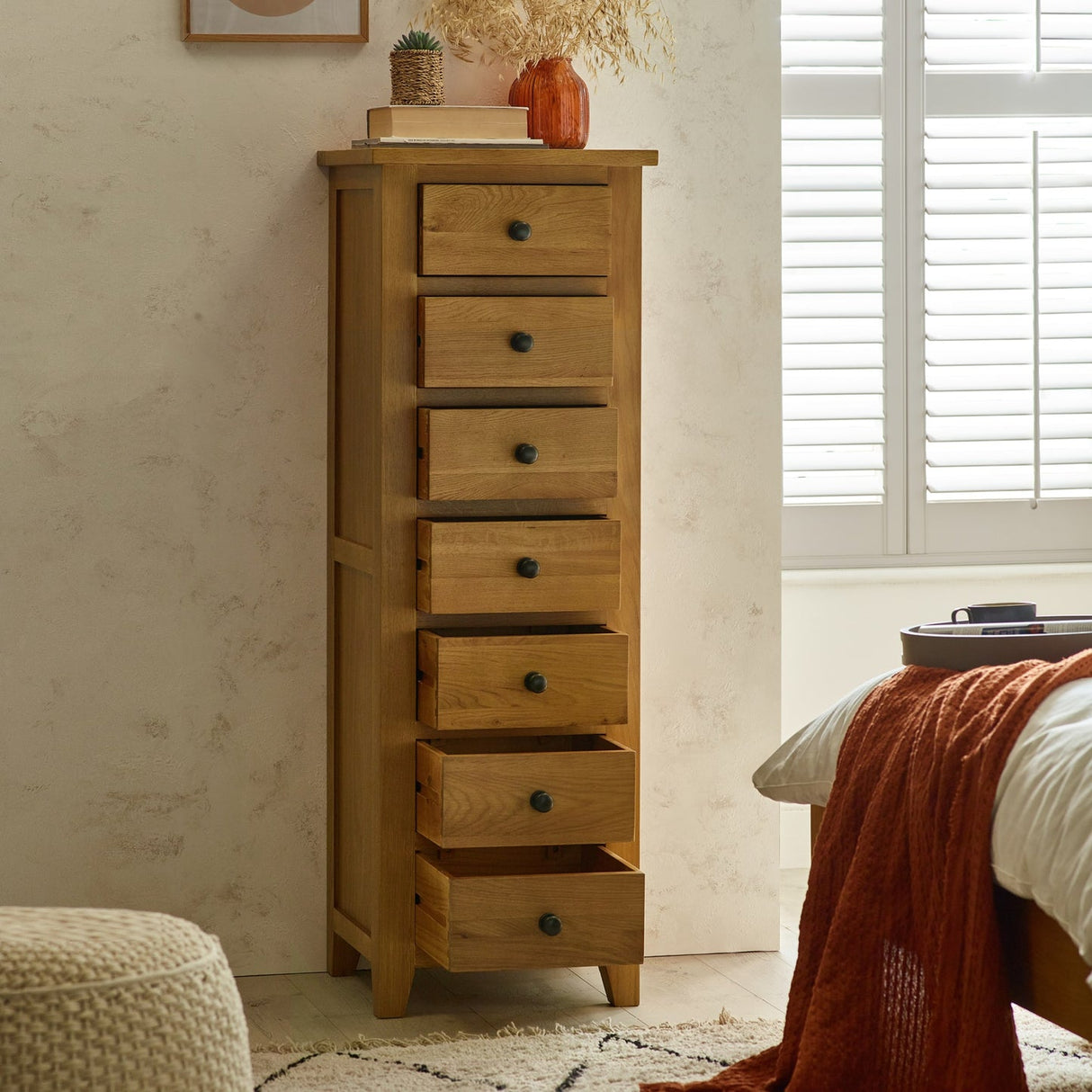 Wooden Chest Of 7 Drawers Narrow - Marlborough