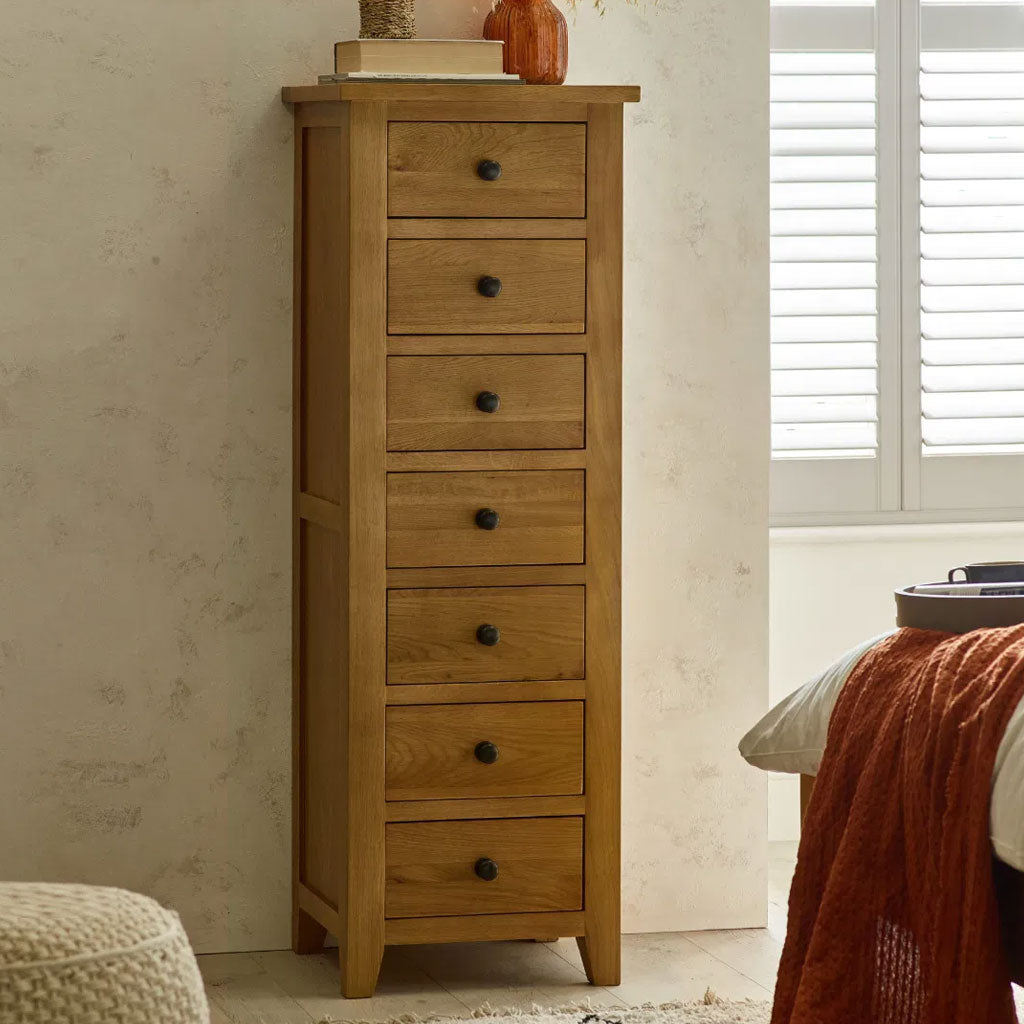 Wooden Chest Of 7 Drawers Narrow - Marlborough