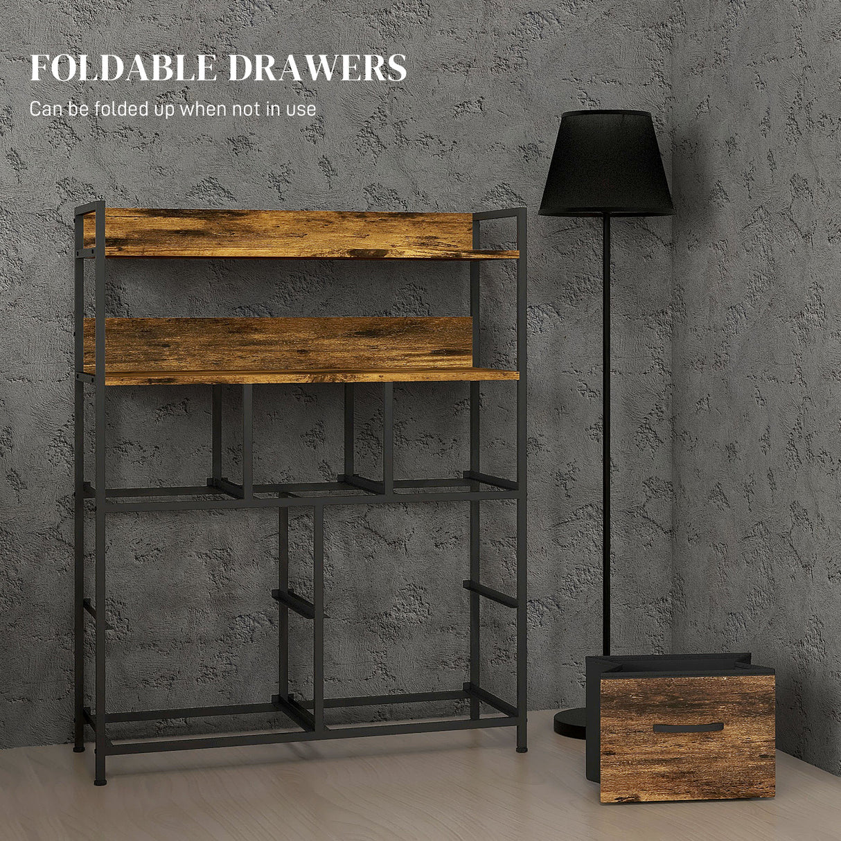 Wooden Chest Of 7 Fabric Drawers 79cm Wide With Steel Frame - Velmora