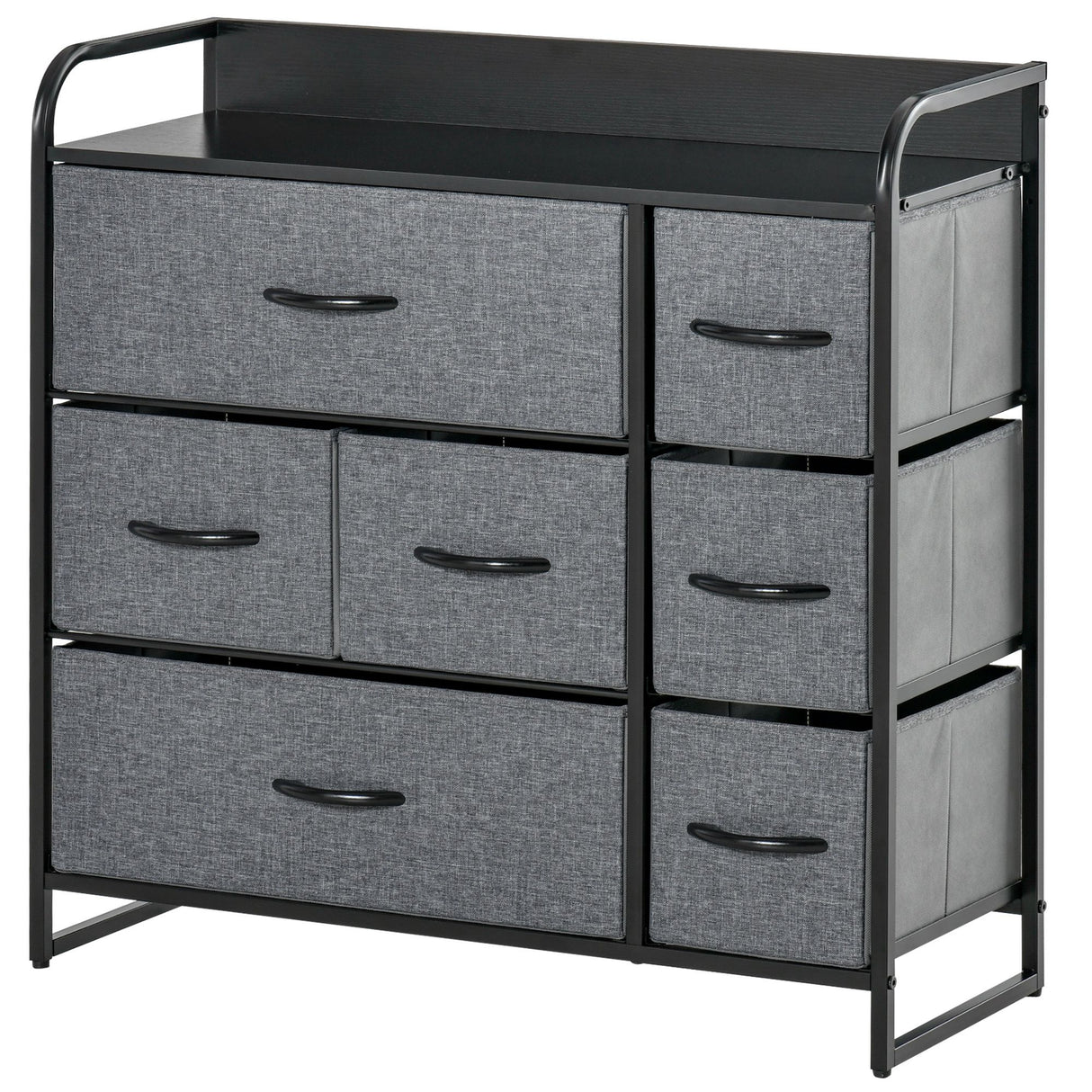 Wooden Chest Of 7 Fabric Drawers 80cm Wide With Metal Frame - Velmora