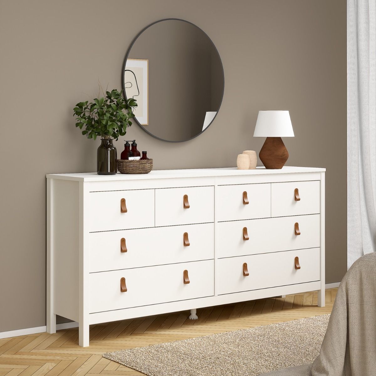 Wooden Chest Of 8 Drawers Double Dresser - Barcelona