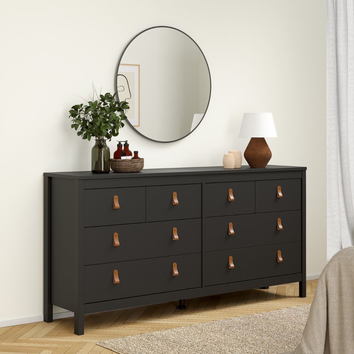 Wooden Chest Of 8 Drawers Double Dresser - Barcelona