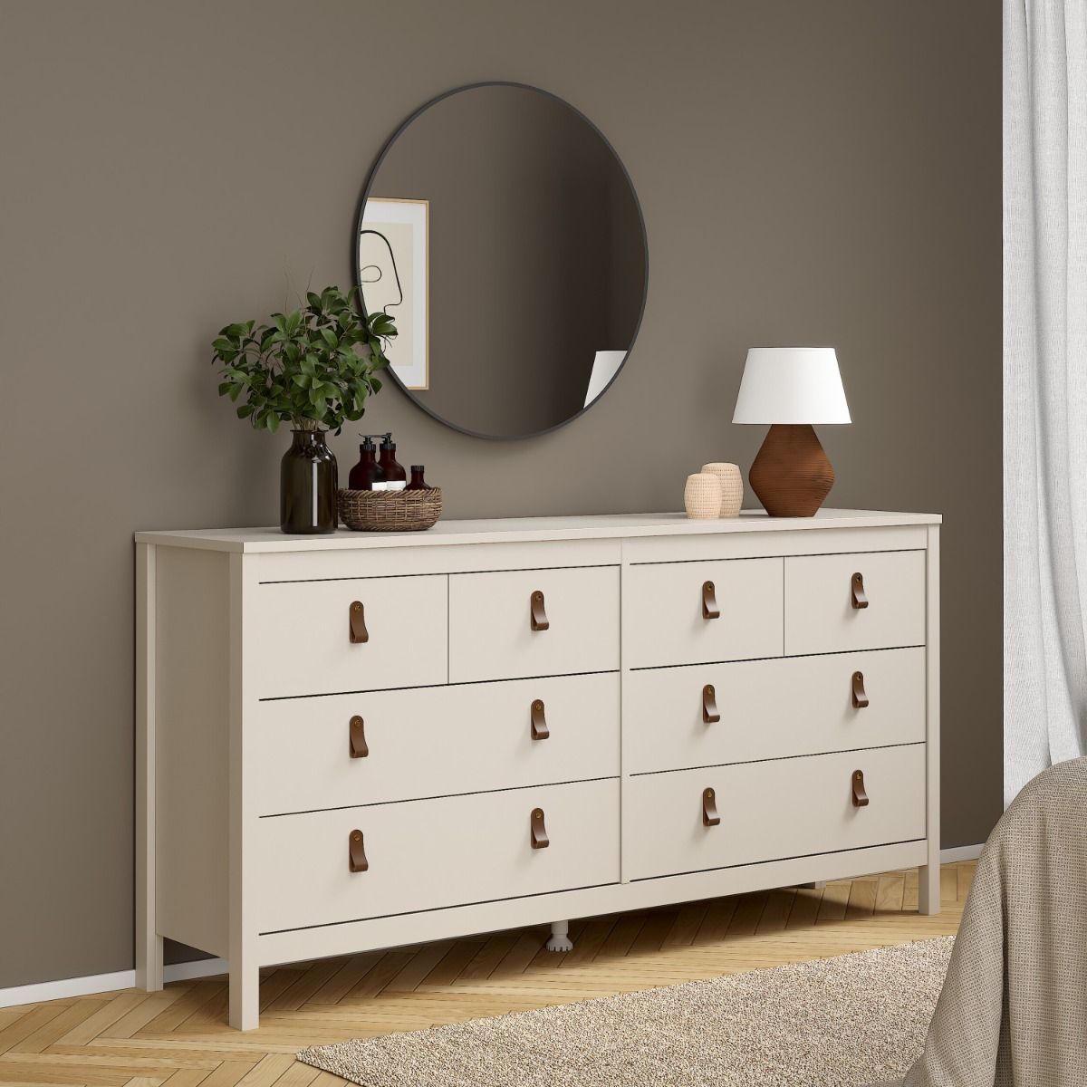 Wooden Chest Of 8 Drawers Double Dresser - Barcelona