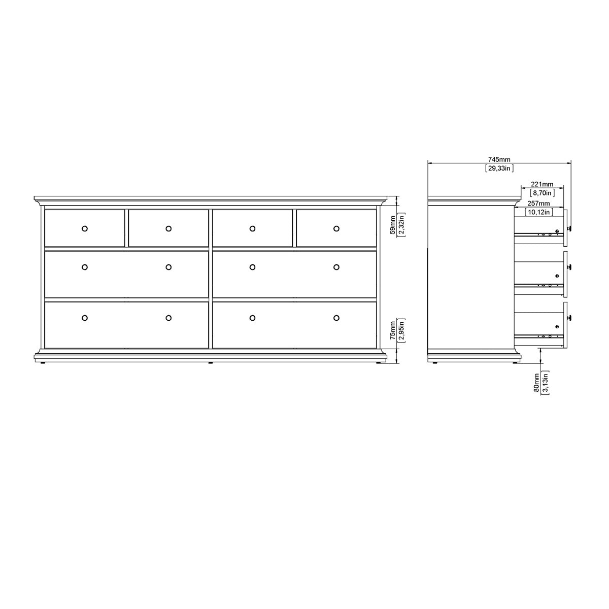 Wooden Chest Of 8 Drawers - Paris