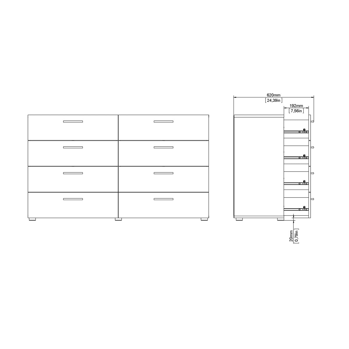 Wooden Chest Of 8 Drawers - Pepe