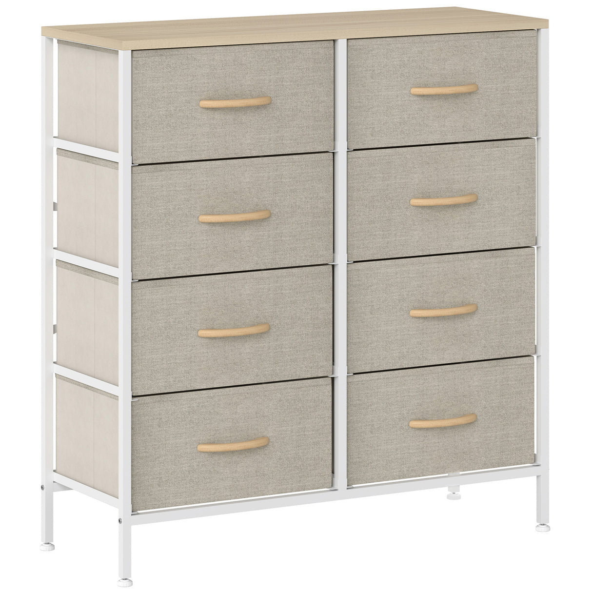 Wooden Chest Of 8 Fabric Drawers 80cm Wide With Steel Frame - Velmora