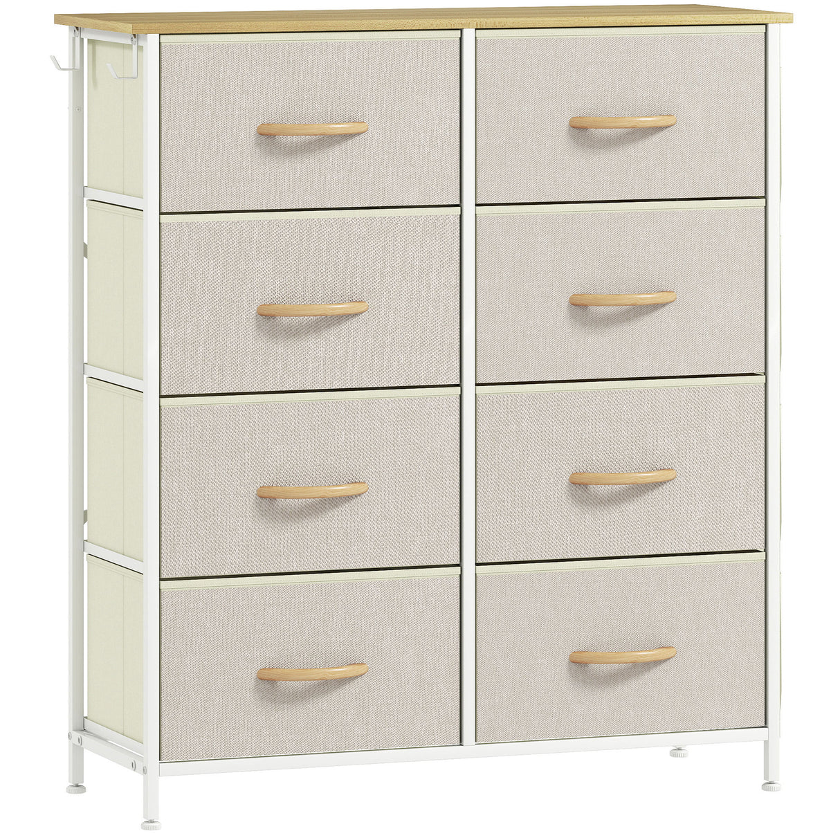 Wooden Chest Of 8 Fabric Drawers 86cm Wide With Steel Frame - Velmora