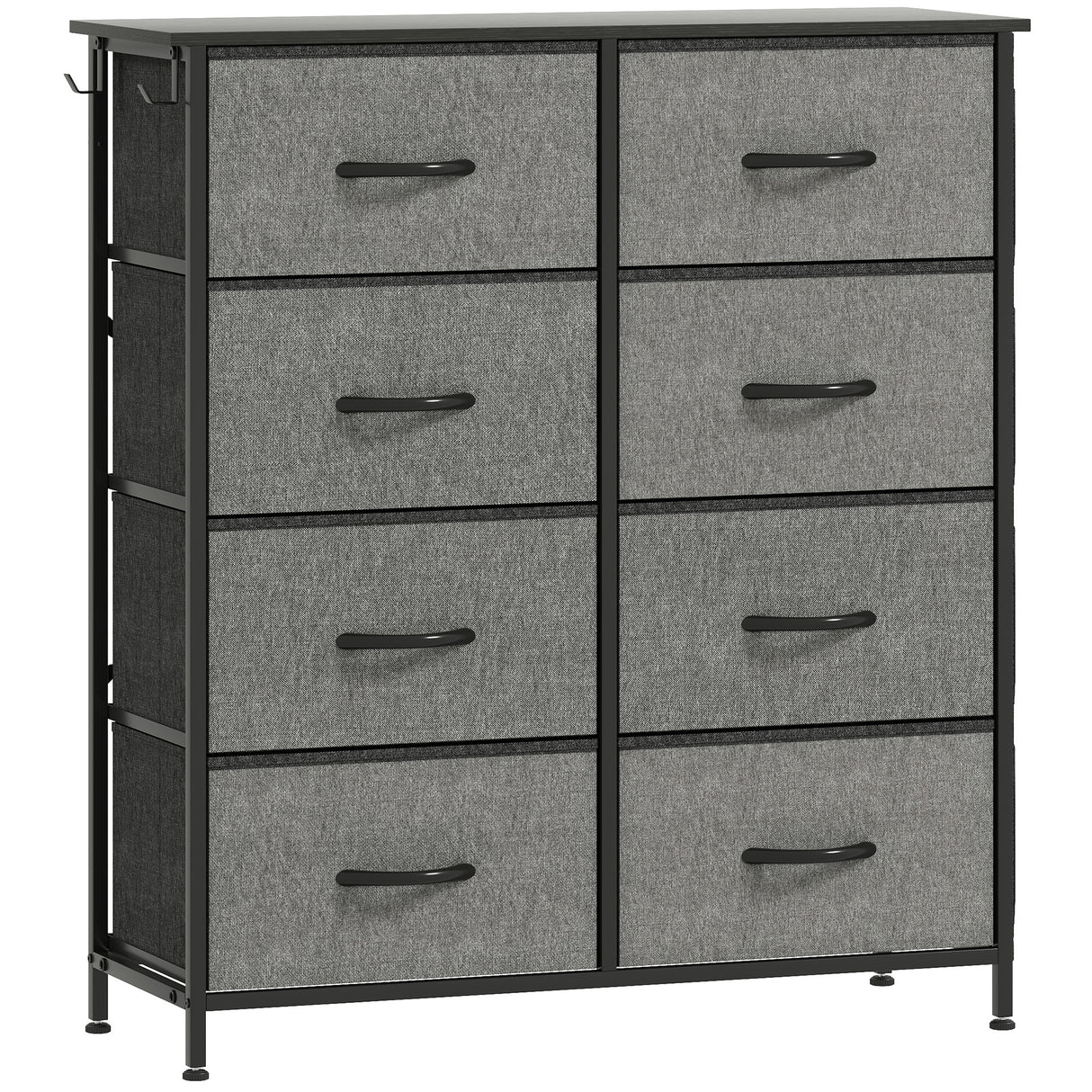 Wooden Chest Of 8 Fabric Drawers 86cm Wide With Steel Frame - Velmora