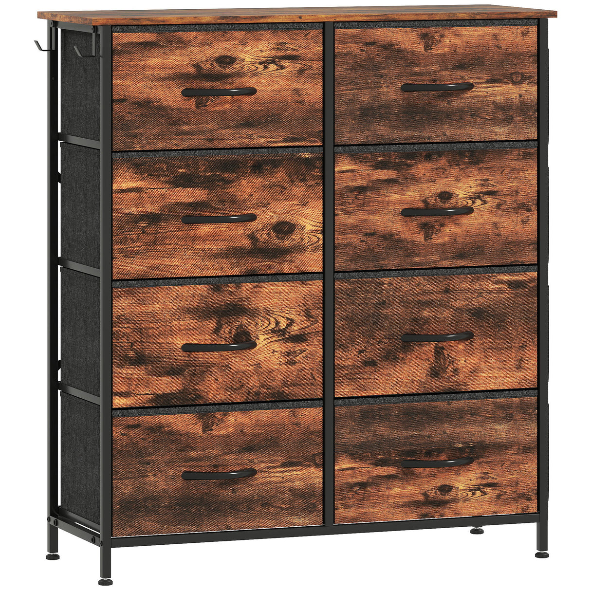 Wooden Chest Of 8 Fabric Drawers 86cm Wide With Steel Frame - Velmora