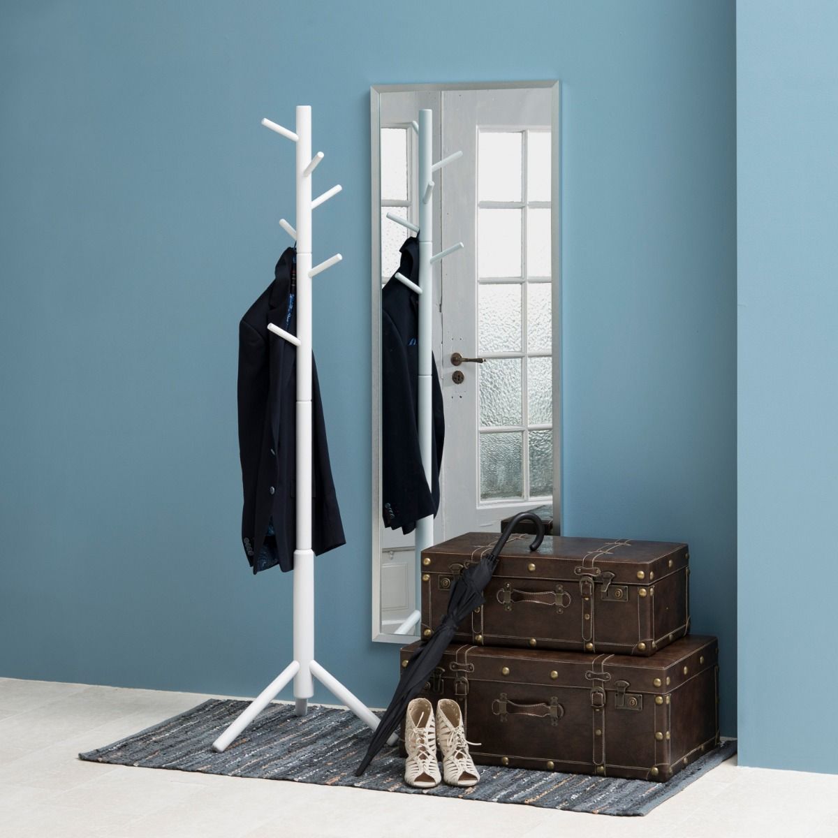 Wooden Coat Stand With 7 Hooks Asymmetrical Design - Bremen
