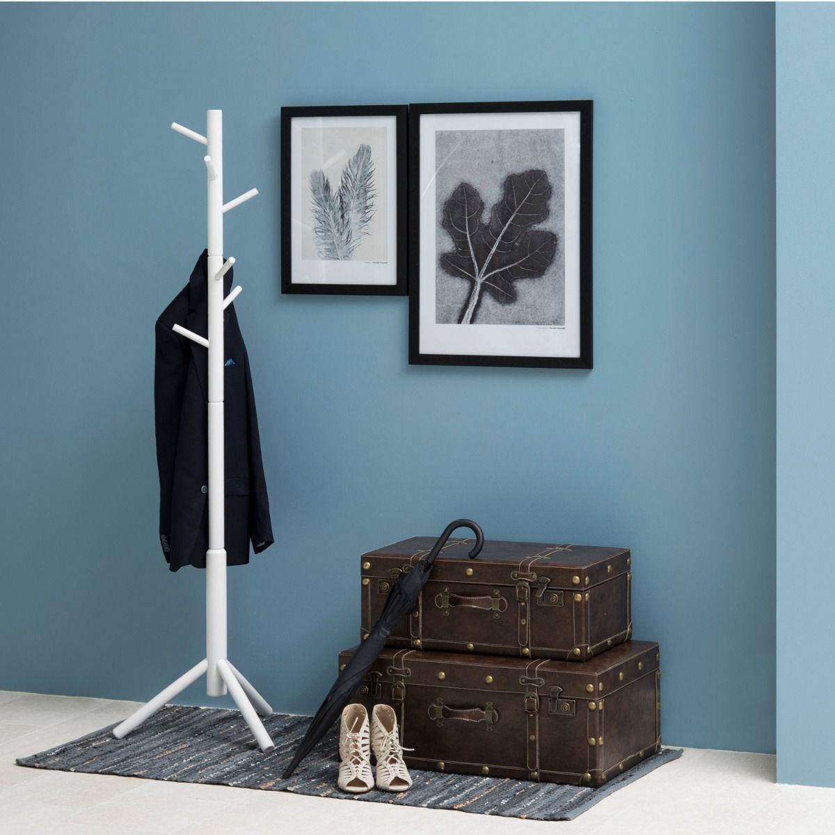 Wooden Coat Stand With 7 Hooks Asymmetrical Design - Bremen