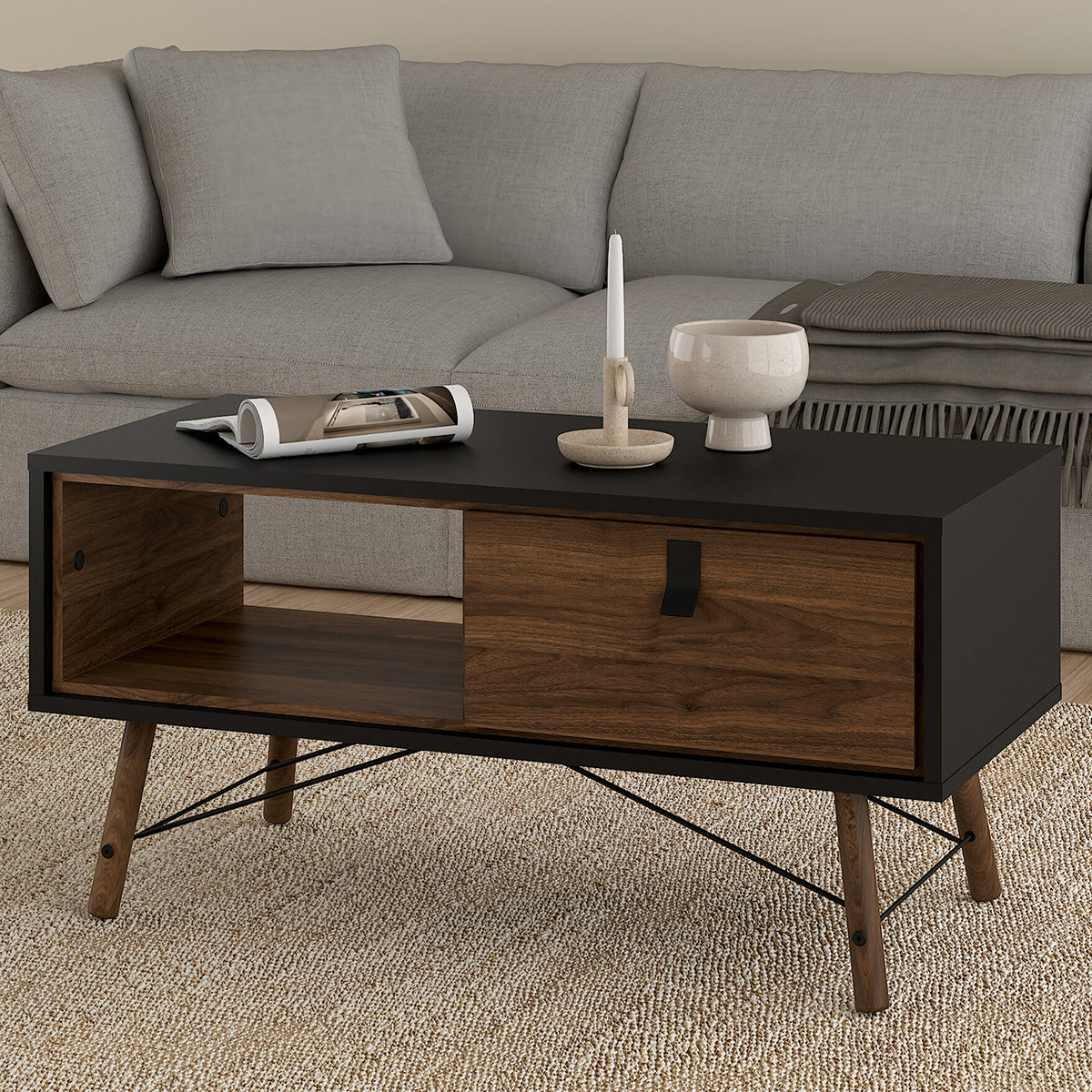Wooden Coffee Table With 1 Drawer - Ry