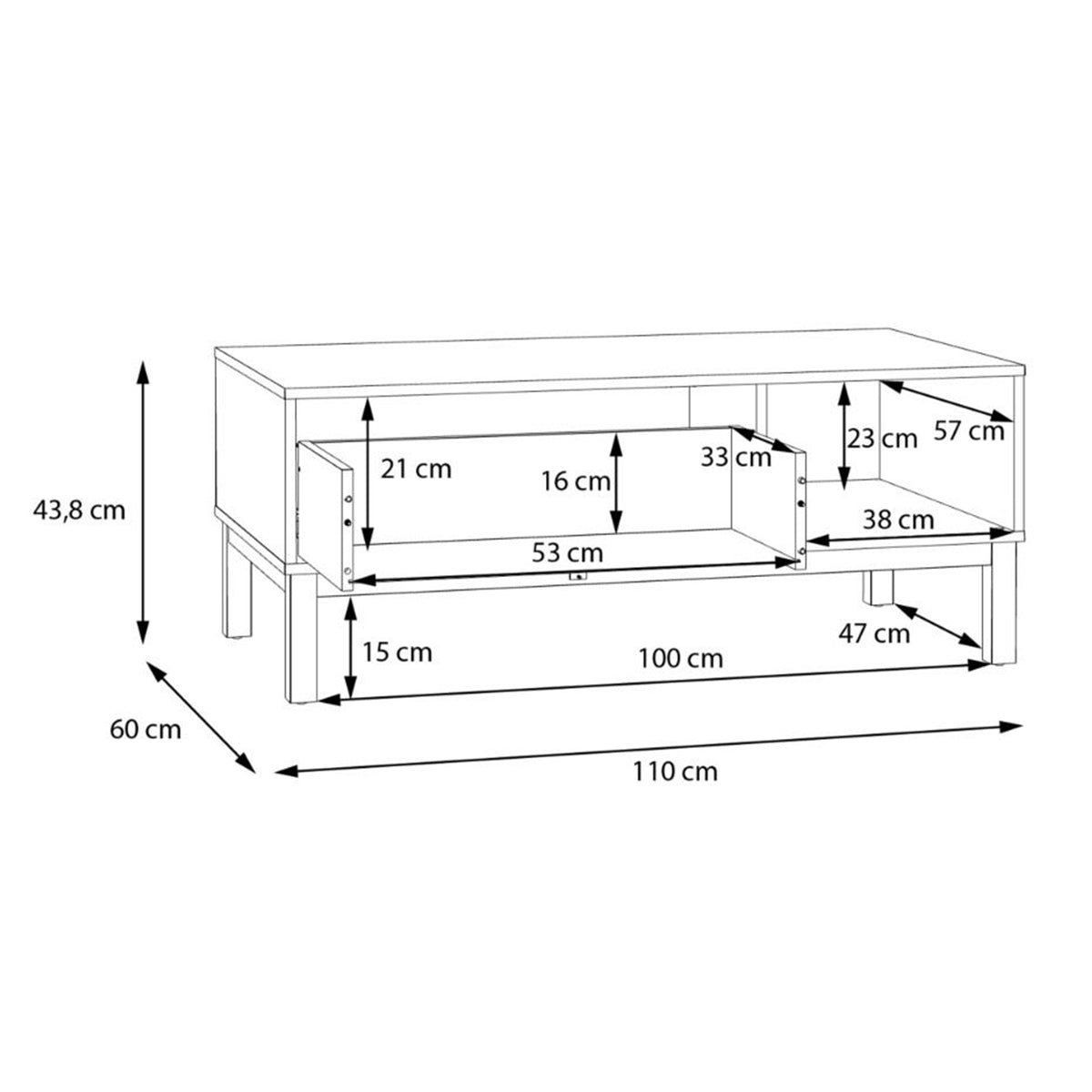 Wooden Coffee Table With 1 Drawer - Wensley