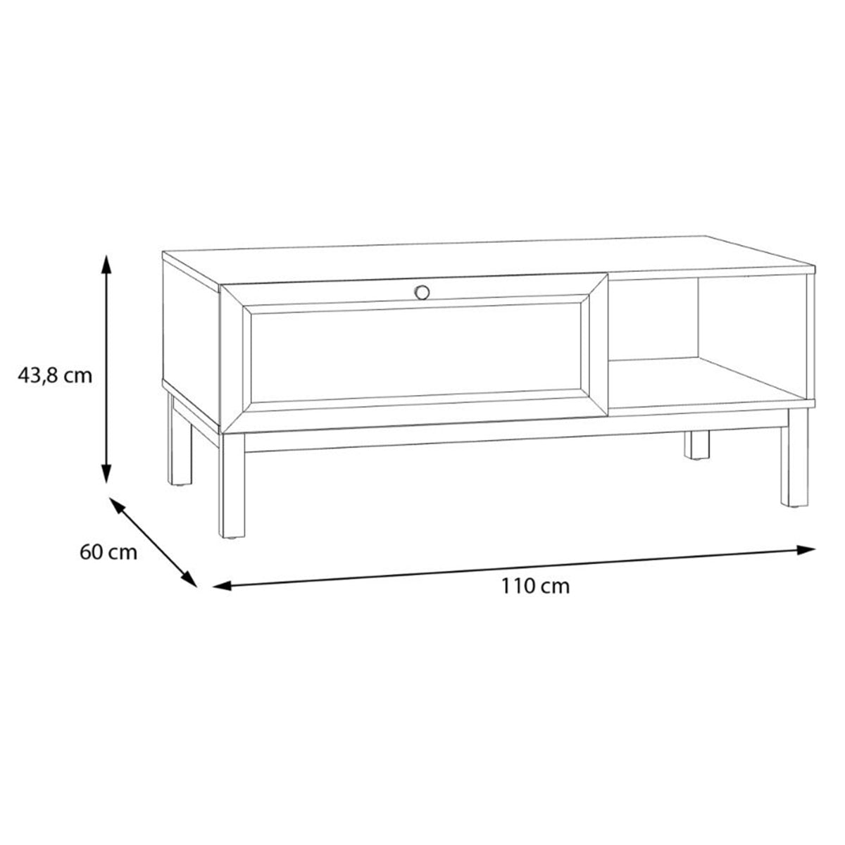 Wooden Coffee Table With 1 Drawer - Wensley