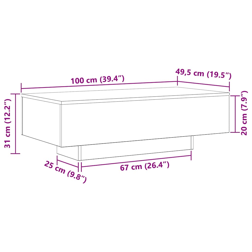 Wooden Coffee Table 100cm Wide Rectangular - Vantage Home