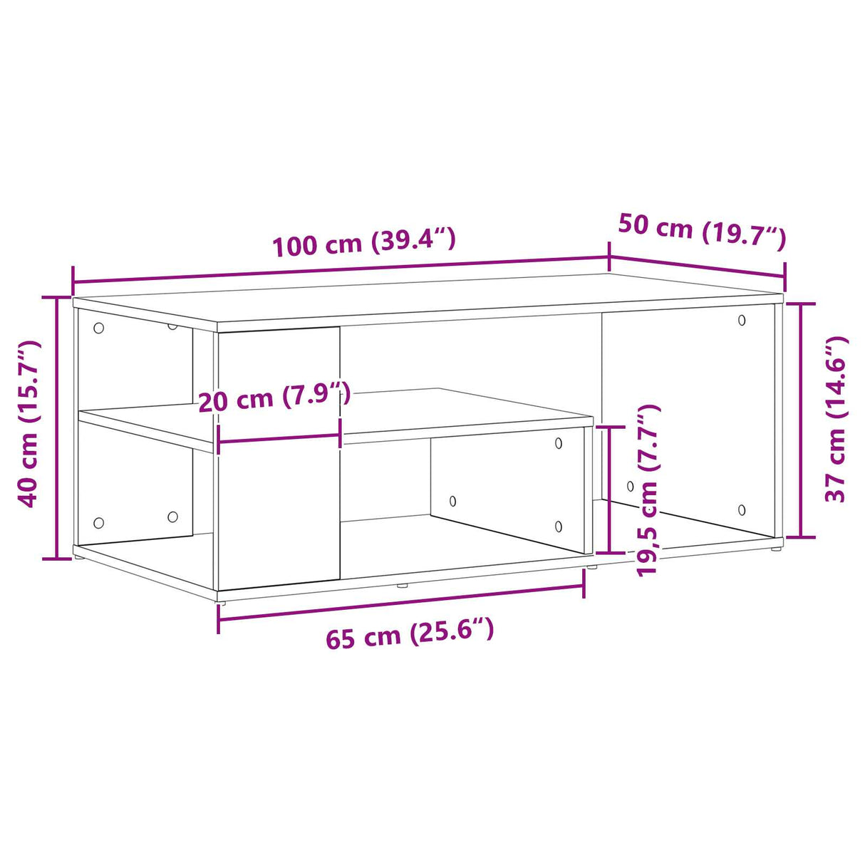 Wooden Coffee Table 100cm Wide - Vantage Home