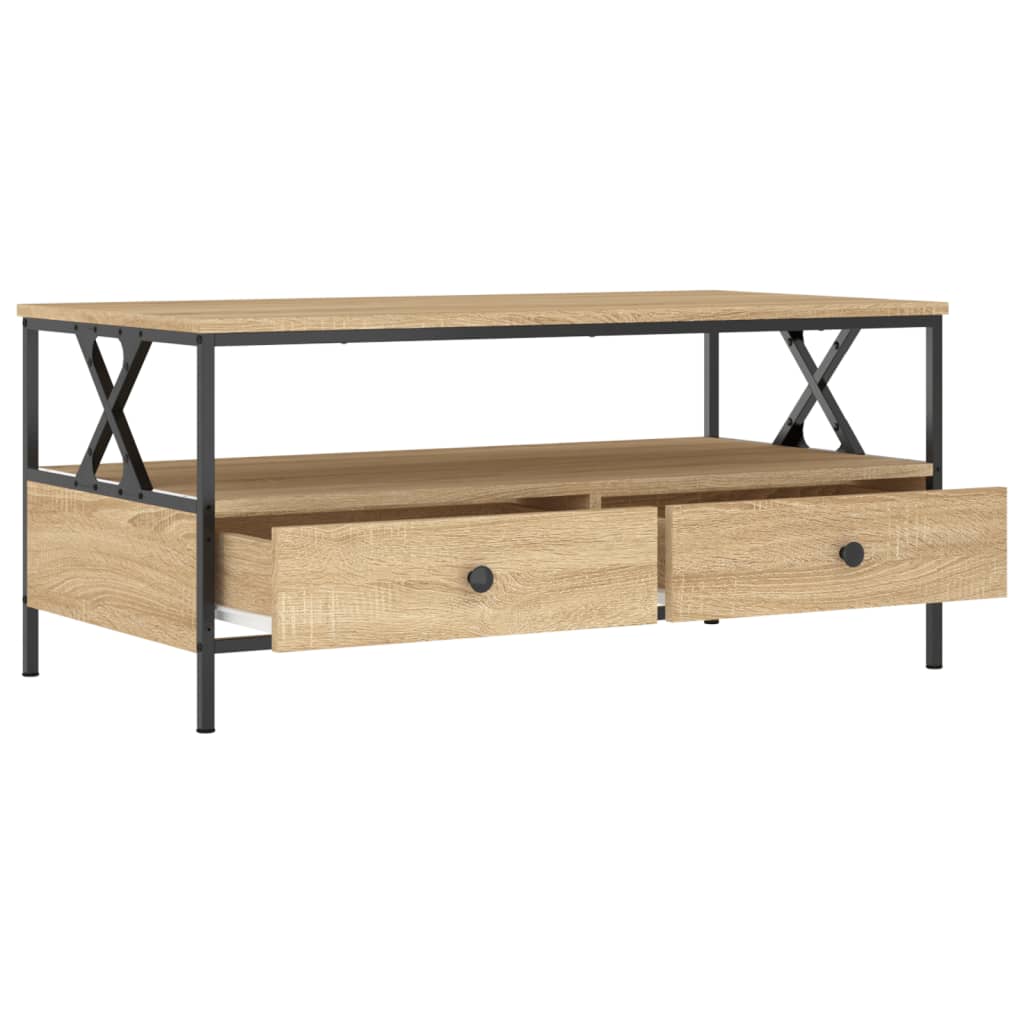 Wooden Coffee Table 100cm Wide With 2 Drawers - Vantage Home
