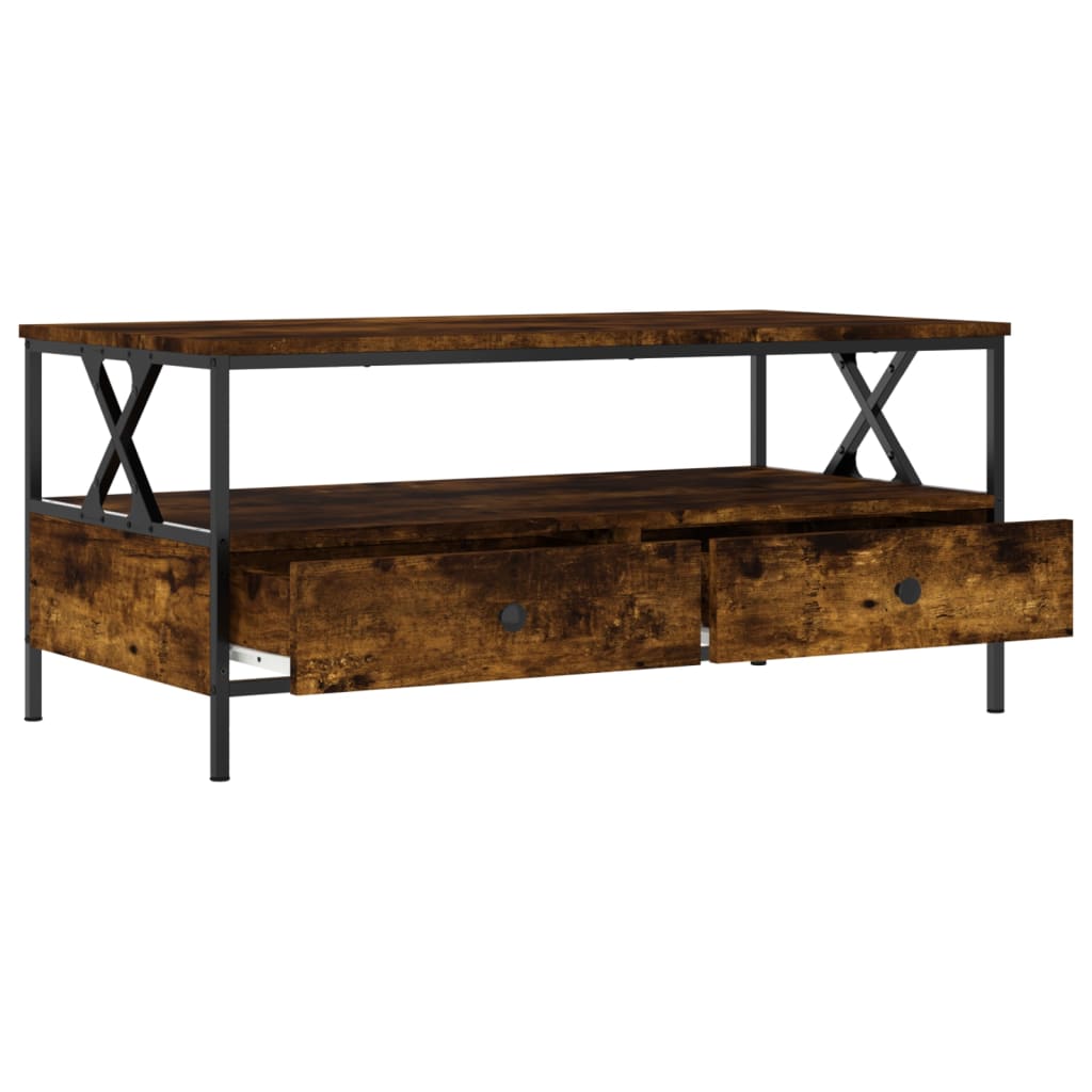 Wooden Coffee Table 100cm Wide With 2 Drawers - Vantage Home