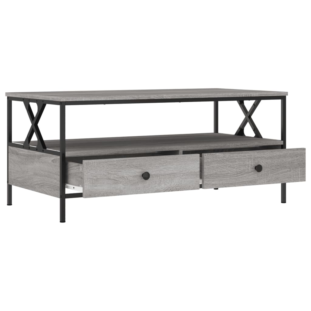 Wooden Coffee Table 100cm Wide With 2 Drawers - Vantage Home