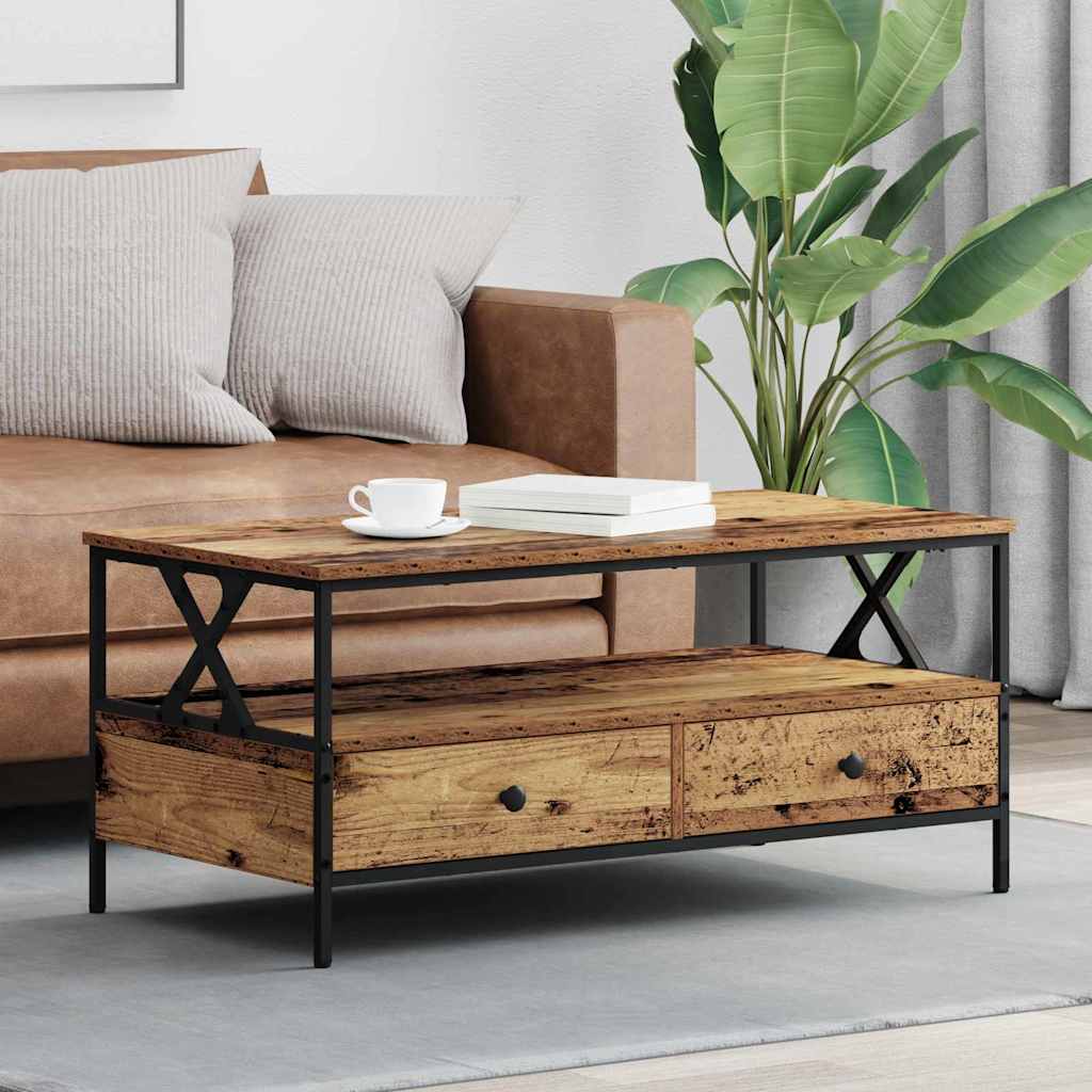 Wooden Coffee Table 100cm Wide With 2 Drawers - Vantage Home