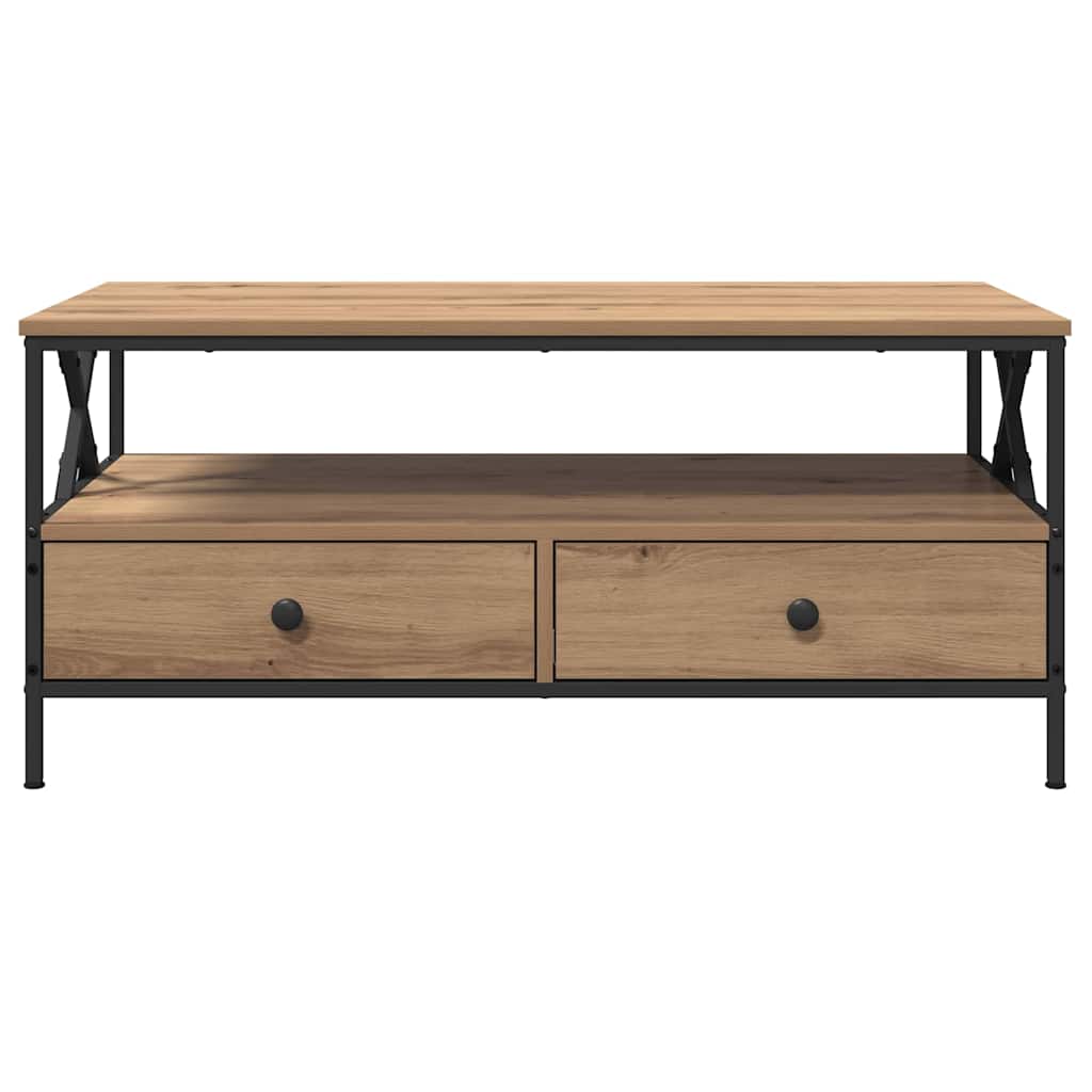 Wooden Coffee Table 100cm Wide With 2 Drawers - Vantage Home