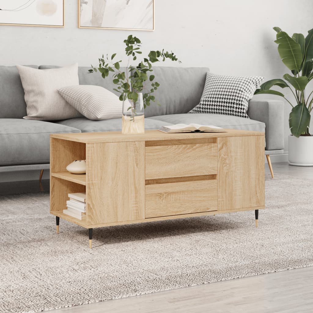 Wooden Coffee Table 102cm Wide With 2 Drawers - Vantage Home