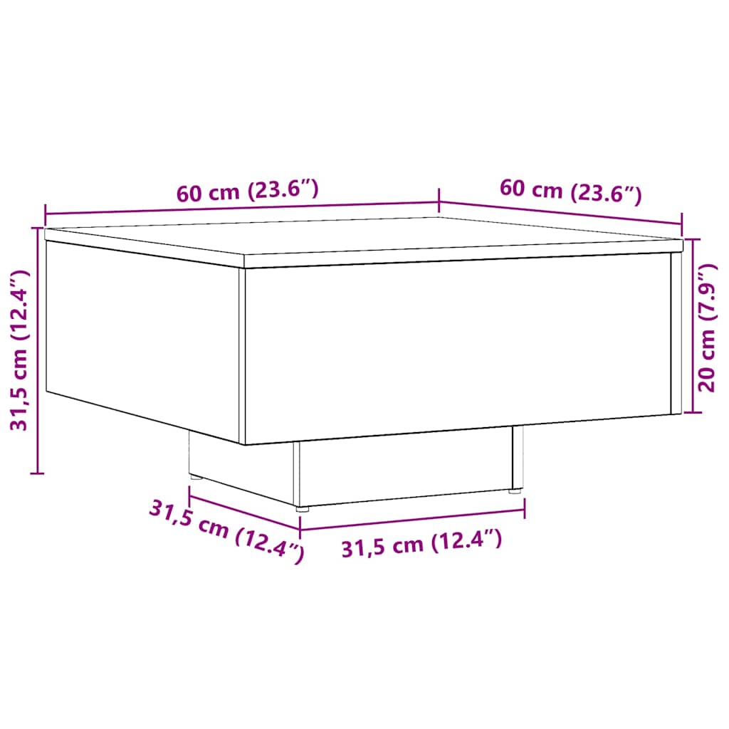 Wooden Coffee Table 60cm Wide Square - Vantage Home