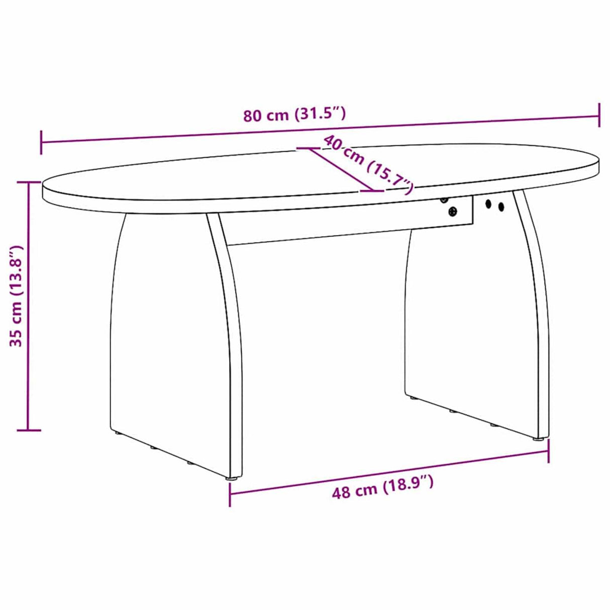 Wooden Coffee Table 80cm Wide - Vantage Home