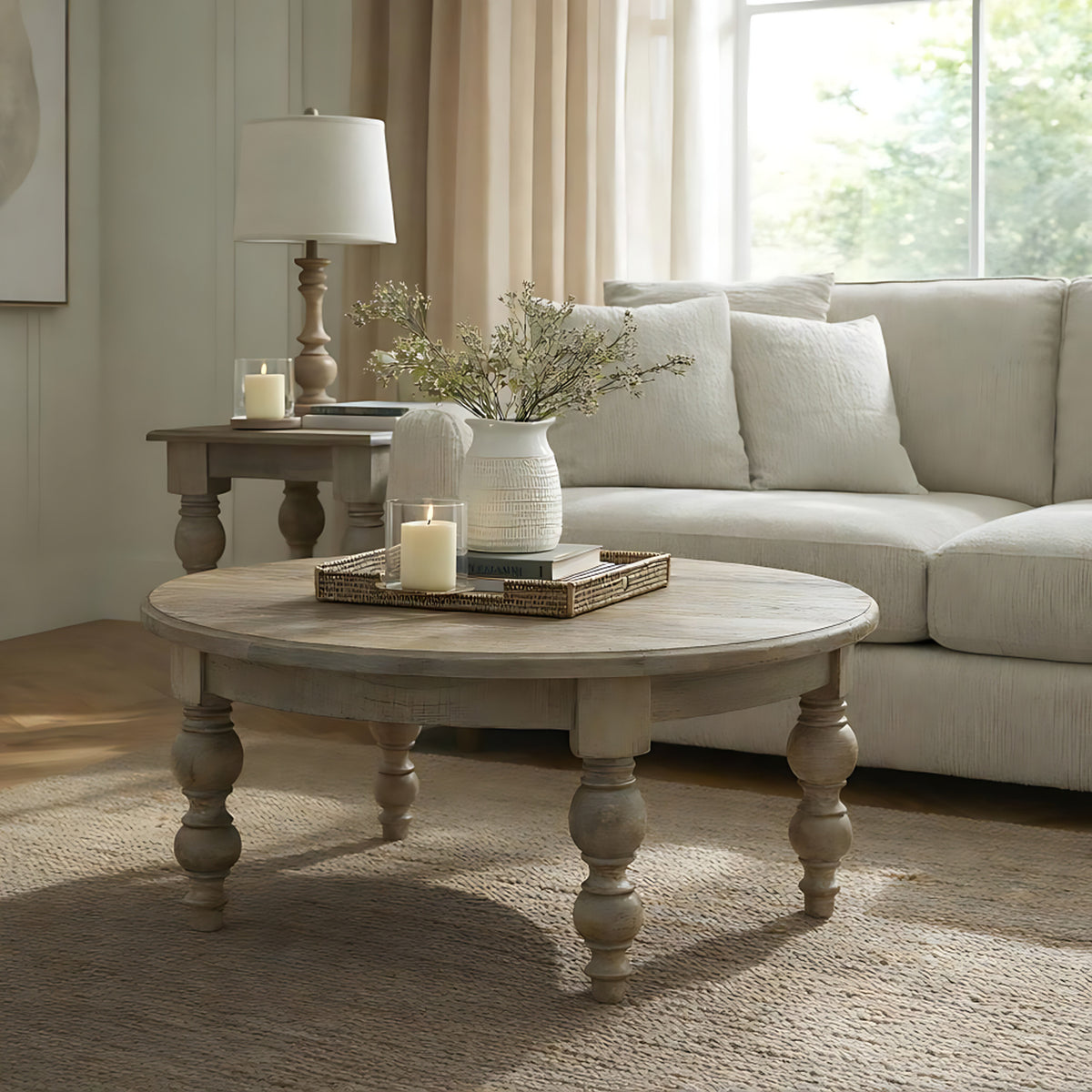 Wooden Coffee Table 90cm Wide Round - Rutland