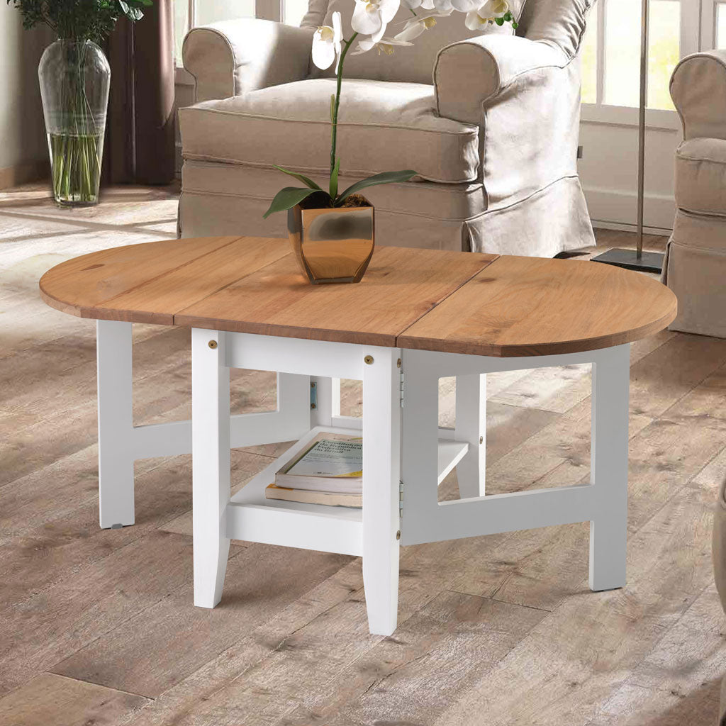 Wooden Coffee Table Drop Leaf - Santos