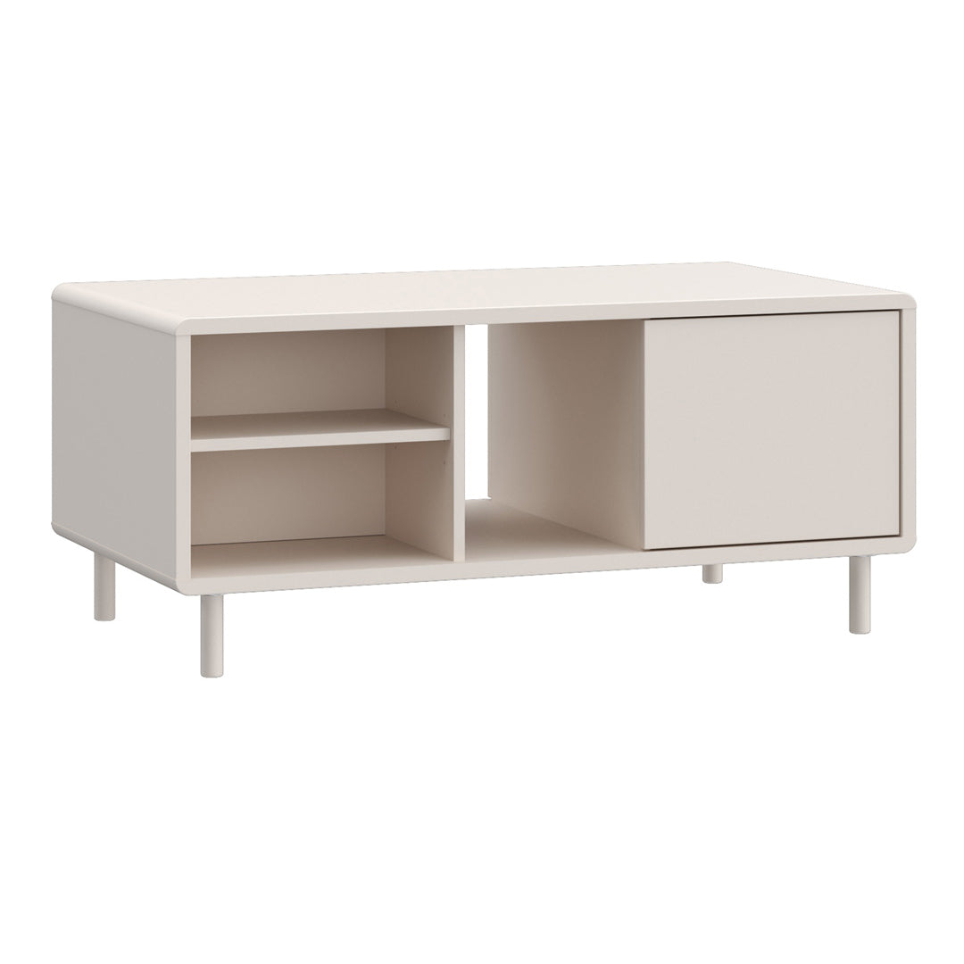 Wooden Coffee Table With Open Shelf And Door - Playly