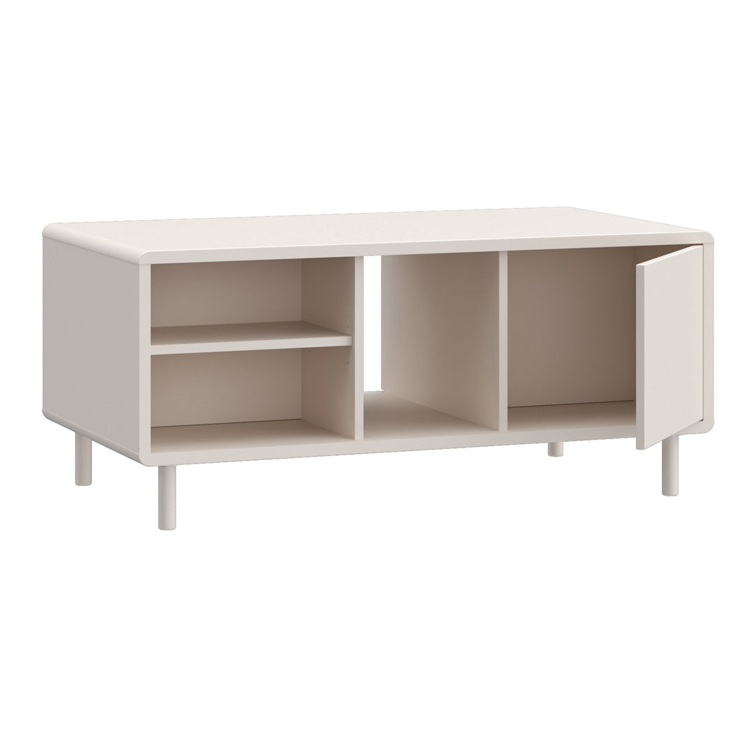 Wooden Coffee Table With Open Shelf And Door - Playly