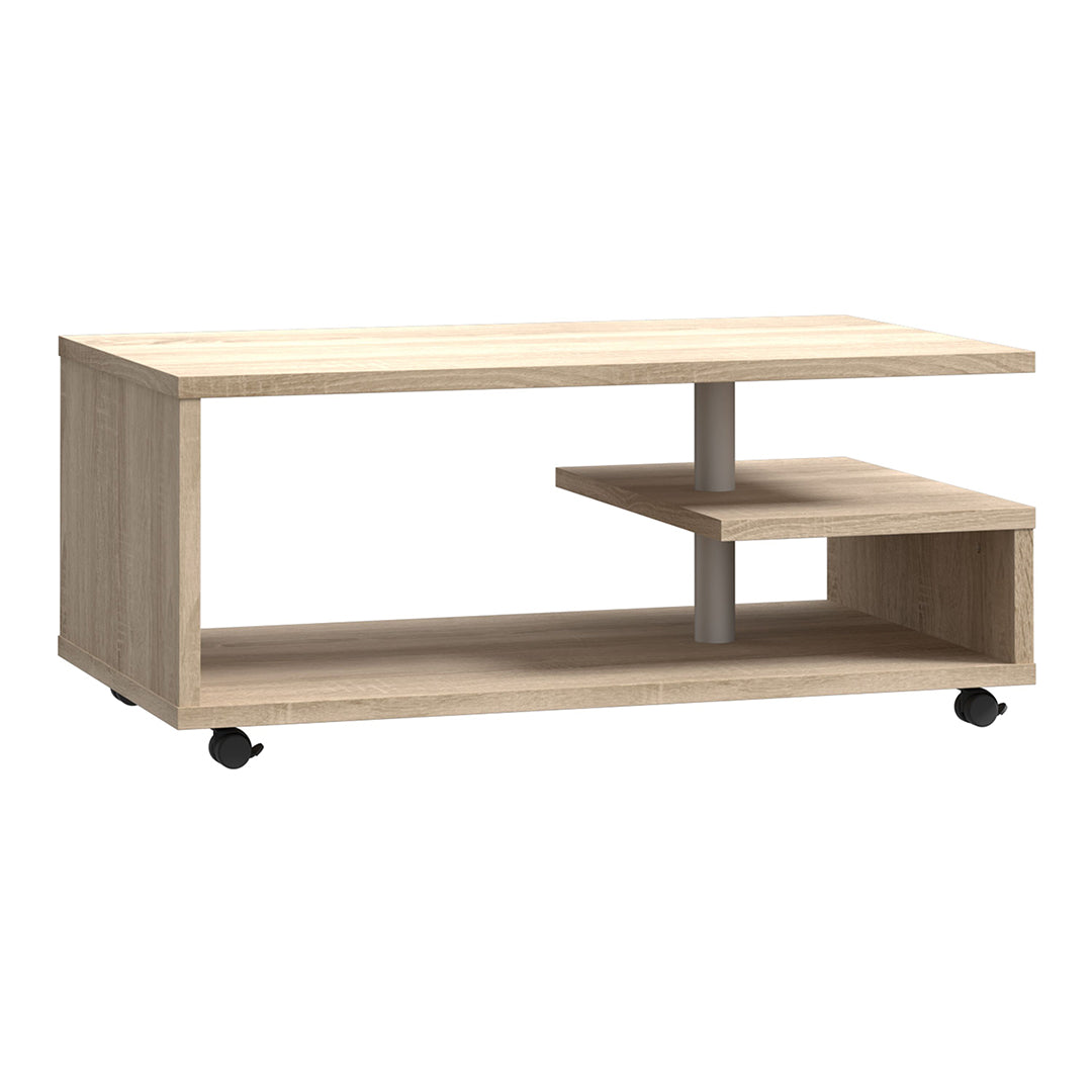 Wooden Coffee Table Rectangular With Lockable Wheels - Bailey