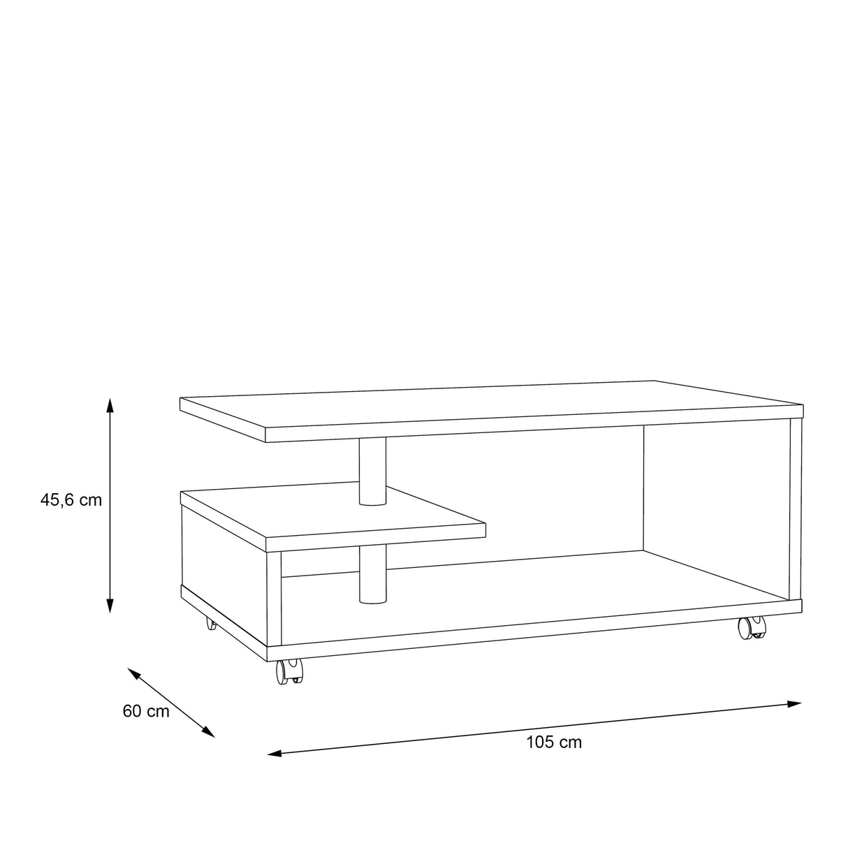 Wooden Coffee Table Rectangular With Lockable Wheels - Bailey