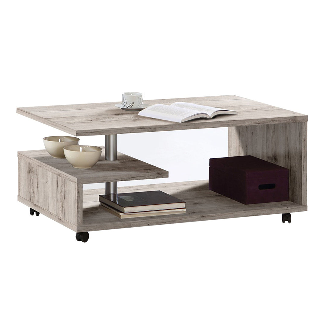 Wooden Coffee Table Rectangular With Lockable Wheels - Bailey