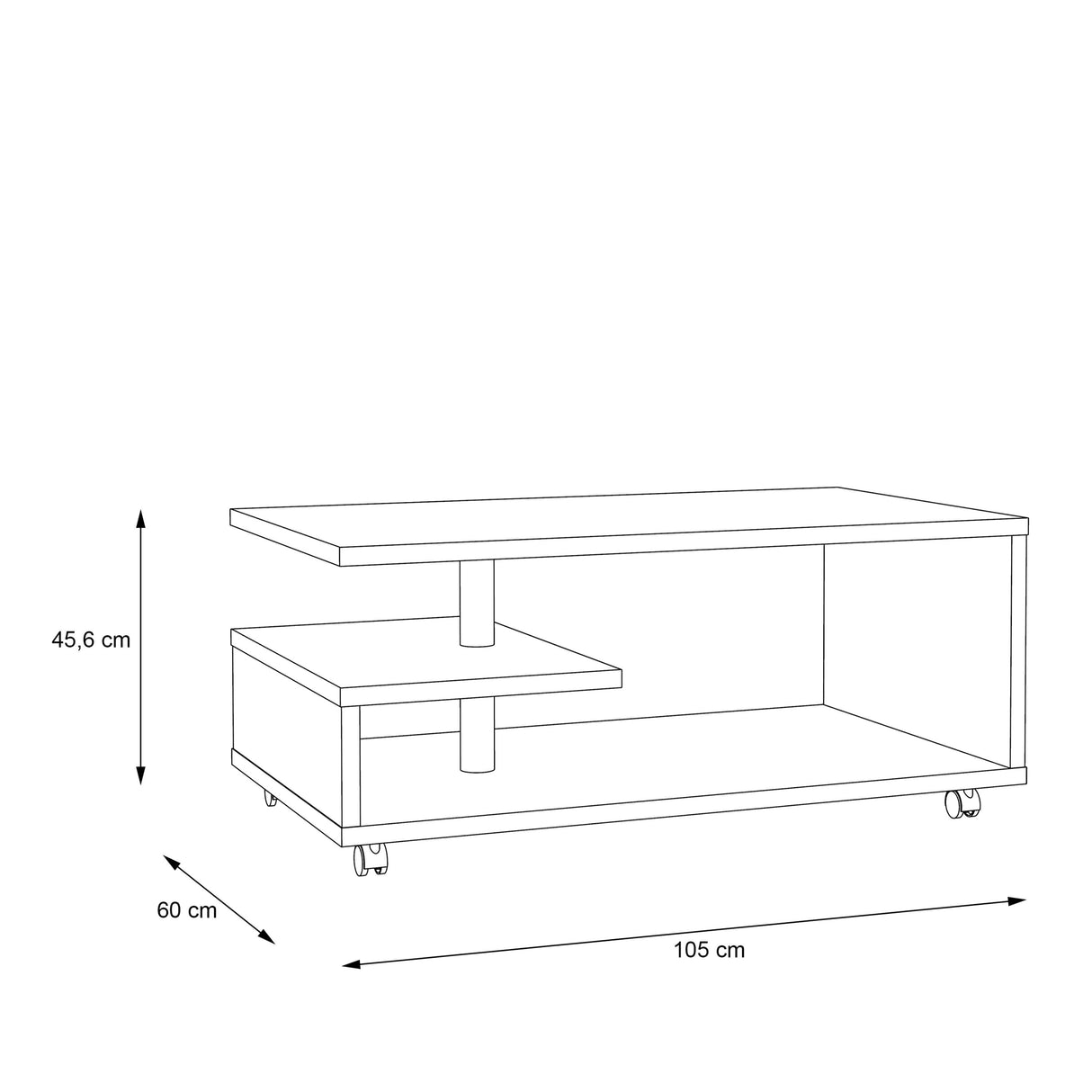Wooden Coffee Table Rectangular With Lockable Wheels - Bailey