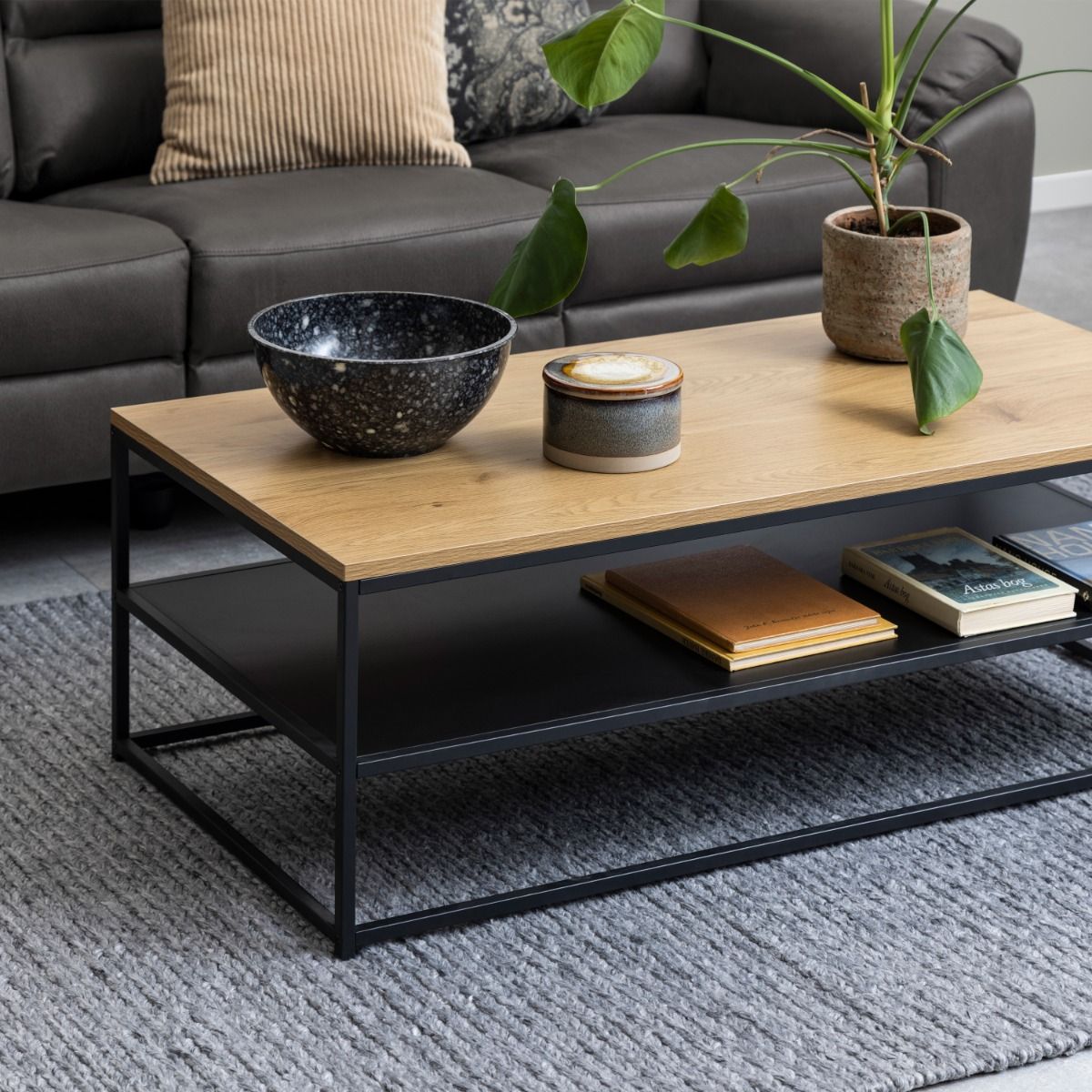 Wooden Coffee Table Rectangular With Open Shelf - Gila