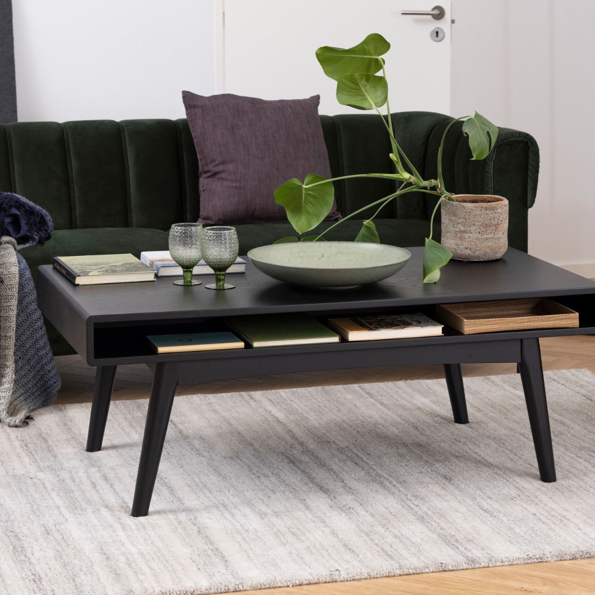 Wooden Coffee Table Rectangular With Open Shelf - Marte