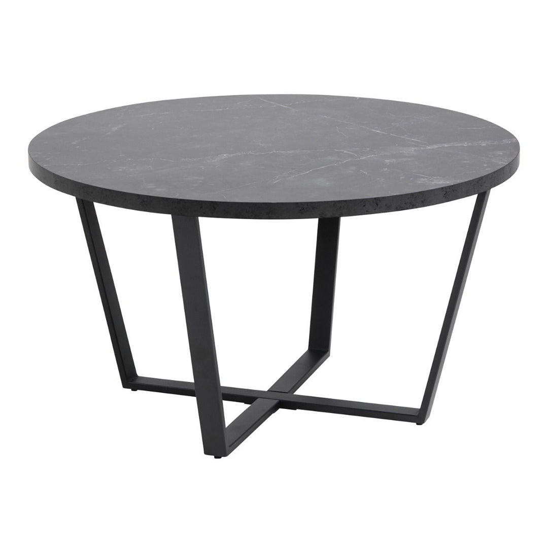 Wooden Coffee Table Round in Marble Effect - Amble
