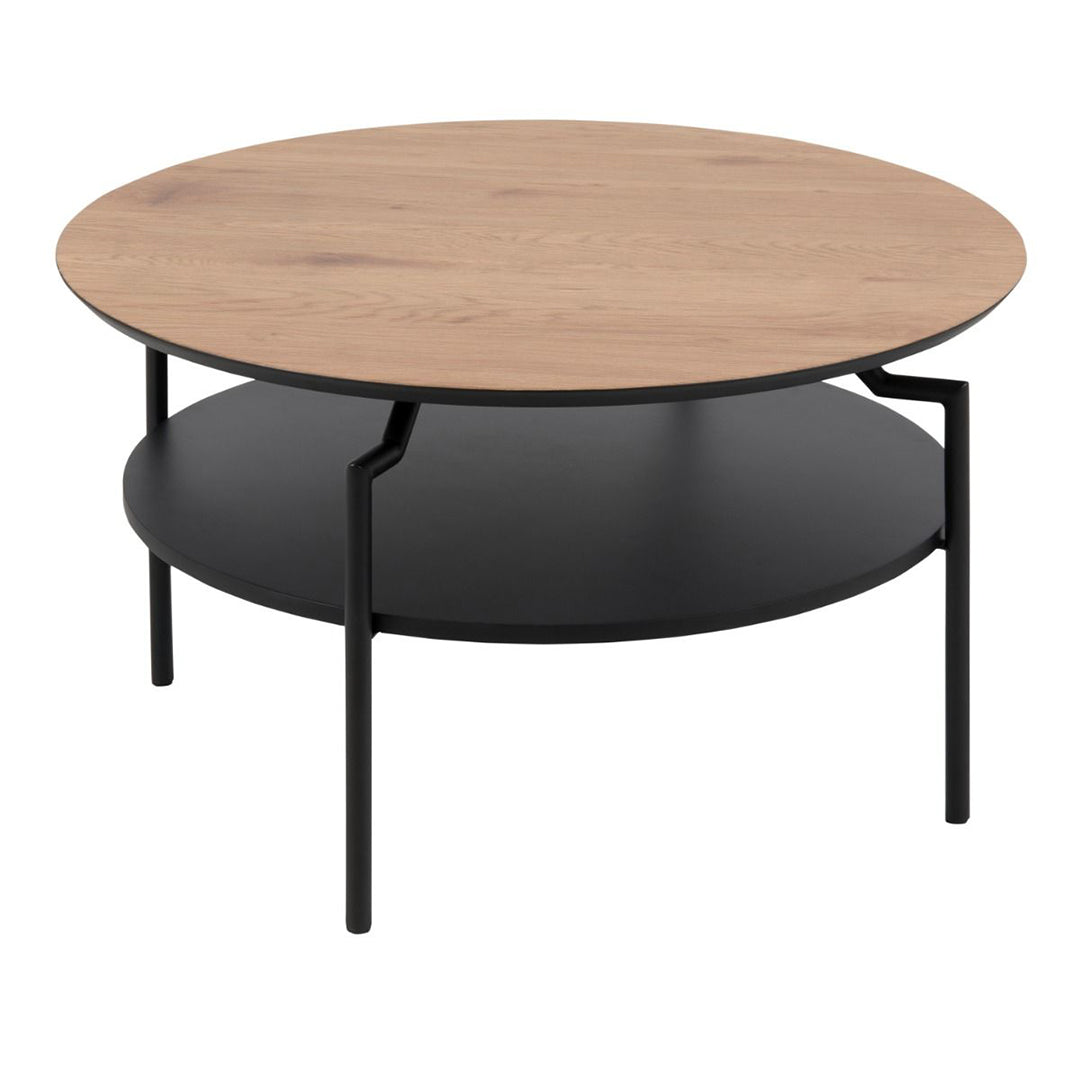 Wooden Coffee Table Round With Under Shelf - Goldington